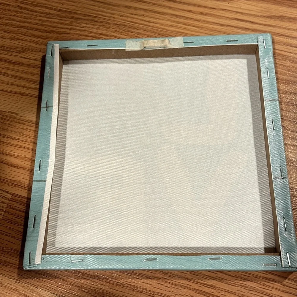 Love canvas wall decoration sign. Teal, white and black.